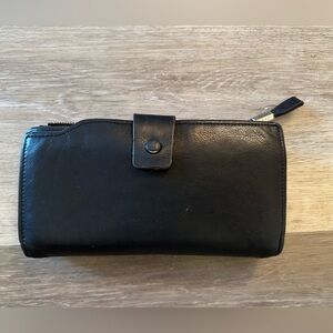 Black Leather Large Wallet